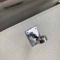 「#4233」 Hermès Epsom leather, milkshake white, silver buckle wax thread, Kelly bag 25cm