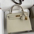 「#4234」 Hermès Epsom leather, milkshake white, gold buckle wax thread, Kelly bag 25cm 「#4234」 Hermès Epsom leather, milkshake white, gold buckle wax thread, Kelly bag 25cm