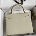 「#4234」 Hermès Epsom leather, milkshake white, gold buckle wax thread, Kelly bag 25cm 「#4234」 Hermès Epsom leather, milkshake white, gold buckle wax thread, Kelly bag 25cm