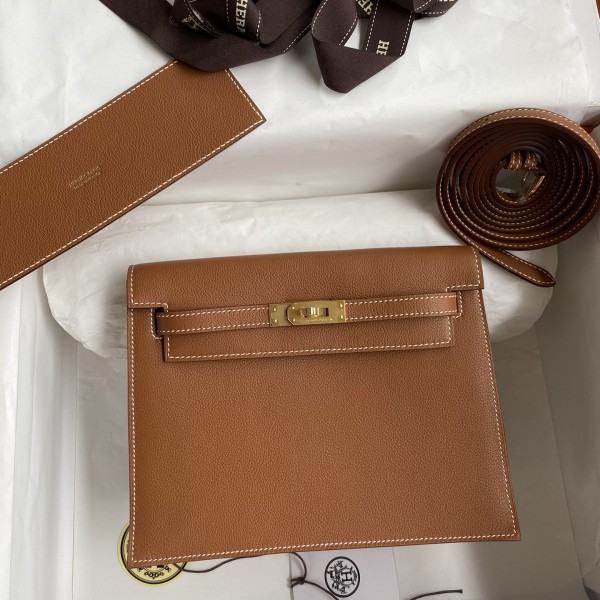 「#4236」 Hermès Epsom leather golden brown gold buckle waxed thread Kelly bag 25cm