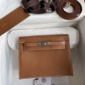 「#4237」 Hermès Epsom leather golden brown silver buckle wax thread Kelly bag 25cm