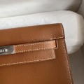 「#4237」 Hermès Epsom leather golden brown silver buckle wax thread Kelly bag 25cm