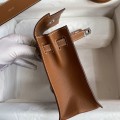 「#4237」 Hermès Epsom leather golden brown silver buckle wax thread Kelly bag 25cm