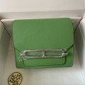 「#4027」Hermes Pig Nose Bag Avocado Green Silver Buckle Roulis 19cm