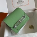 「#4027」Hermes Pig Nose Bag Avocado Green Silver Buckle Roulis 19cm
