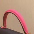 「#4240」 Hermès Epsom Pewter Grey Lipstick Pink Gold Buckle Kelly Bag 25cm