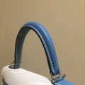 「#4241」 Hermès Epsom White and Denim Blue Silver Buckle Kelly Bag 25cm