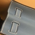 「#4241」 Hermès Epsom White and Denim Blue Silver Buckle Kelly Bag 25cm