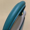 「#4242」 Hermès Epsom Seagull Grey and Peacock Green Gold Buckle Kelly Bag 25cm