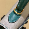 「#4242」 Hermès Epsom Seagull Grey and Peacock Green Gold Buckle Kelly Bag 25cm