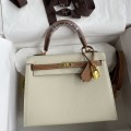 「#4245」 Hermès Epsom Milkshake White and Golden Brown Gold Buckle Kelly Bag 25cm 「#4245」 Hermès Epsom Milkshake White and Golden Brown Gold Buckle Kelly Bag 25cm