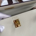 「#4245」 Hermès Epsom Milkshake White and Golden Brown Gold Buckle Kelly Bag 25cm 「#4245」 Hermès Epsom Milkshake White and Golden Brown Gold Buckle Kelly Bag 25cm