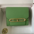 「#4030」Hermes Pig Nose Bag Avocado Green Gold Buckle Roulis 19cm