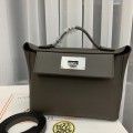 「#4251」 Hermes Pewter Gray Kelly Bag Y2424mini 21*16*12cm