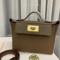 「#4252」 Hermès Weimaraner Elephant Grey Kelly Bag Y2424mini 21*16*12cm