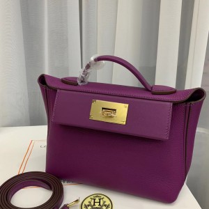 「#4253」 Hermès Anemone Purple Kelly Bag Y2424mini 21*16*12cm