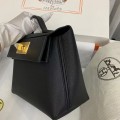 「#4255」Hermès Black Kelly Bag Gold Buckle Y2424mini 21*16*12cm
