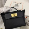 「#4255」Hermès Black Kelly Bag Gold Buckle Y2424mini 21*16*12cm