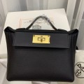 「#4255」Hermès Black Kelly Bag Gold Buckle Y2424mini 21*16*12cm