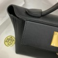 「#4255」Hermès Black Kelly Bag Gold Buckle Y2424mini 21*16*12cm