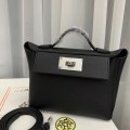 「#4256」Hermès Black Kelly Bag Silver Buckle Y2424mini 21*16*12cm