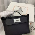 「#4256」Hermès Black Kelly Bag Silver Buckle Y2424mini 21*16*12cm