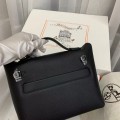 「#4256」Hermès Black Kelly Bag Silver Buckle Y2424mini 21*16*12cm