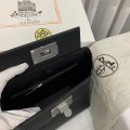 「#4256」Hermès Black Kelly Bag Silver Buckle Y2424mini 21*16*12cm