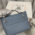 「#4257」 Hermès Linen Blue Kelly Bag Gold Buckle Y2424mini 21*16*12cm