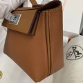 「#4259」 Hermes golden brown Kelly bag silver buckle Y2424mini 21*16*12cm