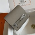 「#4033」Hermes Pig Nose Bag Asphalt Gray Silver Buckle Roulis 19cm