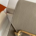 「#4033」Hermes Pig Nose Bag Asphalt Grey Gold Buckle Roulis 19cm