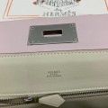 「#4261」 Hermes Dream Pink and Milkshake White Kelly Bag Silver Buckle Y2424mini 21*16*12cm