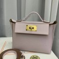 「#4262」 Hermes Dream Pink and Milkshake White Kelly Bag Gold Buckle Y2424mini 21*16*12cm