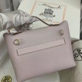 「#4262」 Hermes Dream Pink and Milkshake White Kelly Bag Gold Buckle Y2424mini 21*16*12cm