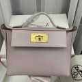 「#4262」 Hermes Dream Pink and Milkshake White Kelly Bag Gold Buckle Y2424mini 21*16*12cm