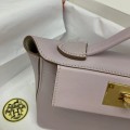 「#4262」 Hermes Dream Pink and Milkshake White Kelly Bag Gold Buckle Y2424mini 21*16*12cm