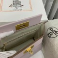 「#4262」 Hermes Dream Pink and Milkshake White Kelly Bag Gold Buckle Y2424mini 21*16*12cm