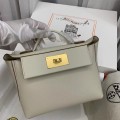 「#4263」 Hermes Milkshake White Kelly Bag Gold Buckle Y2424mini 21*16*12cm