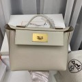 「#4263」 Hermes Milkshake White Kelly Bag Gold Buckle Y2424mini 21*16*12cm
