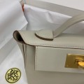 「#4263」 Hermes Milkshake White Kelly Bag Gold Buckle Y2424mini 21*16*12cm