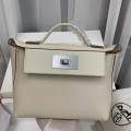 「#4264」 Hermes Milkshake White Kelly Bag Silver Buckle Y2424mini 21*16*12cm