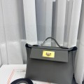 「#4265」Hermès Cumulonimbus Gray Kelly Bag Gold Buckle Y2424mini 21*16*12cm