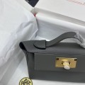 「#4265」Hermès Cumulonimbus Gray Kelly Bag Gold Buckle Y2424mini 21*16*12cm