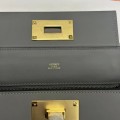 「#4265」Hermès Cumulonimbus Gray Kelly Bag Gold Buckle Y2424mini 21*16*12cm