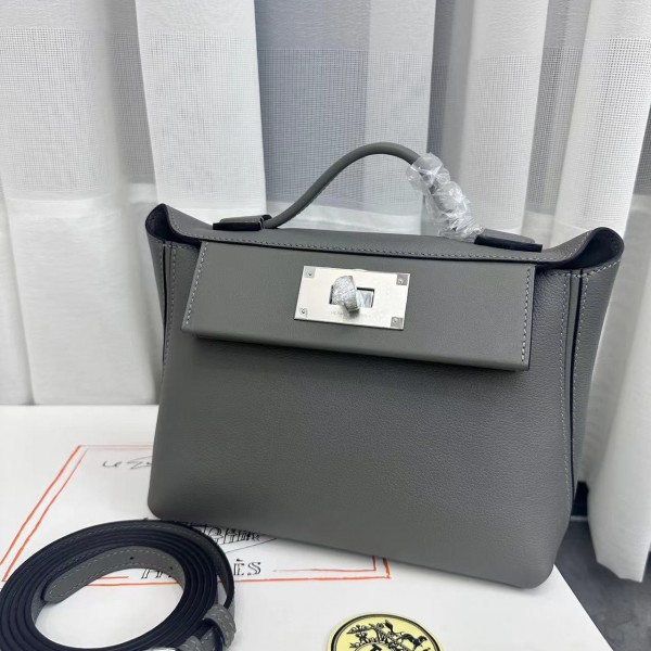 「#4266」Hermès Cumulonimbus Gray Kelly Bag Silver Buckle Y2424mini 21*16*12cm