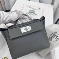 「#4266」Hermès Cumulonimbus Gray Kelly Bag Silver Buckle Y2424mini 21*16*12cm