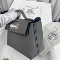 「#4266」Hermès Cumulonimbus Gray Kelly Bag Silver Buckle Y2424mini 21*16*12cm