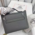 「#4266」Hermès Cumulonimbus Gray Kelly Bag Silver Buckle Y2424mini 21*16*12cm