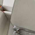 「#4036」Hermes Pig Nose Bag Pearl Grey Silver Buckle Roulis 19cm